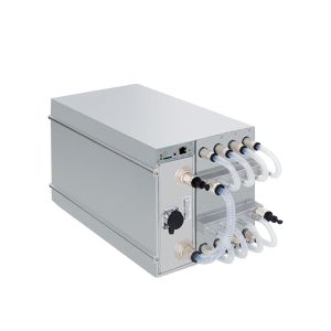 Bitmain Antminer S19e XP Hydro, a water-cooled Bitcoin mining machine with a hashrate of 251Th/s and power consumption of 5522W, designed for efficient SHA-256 mining.