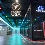 Futuristic digital landscape showcasing Bitcoin mining pools