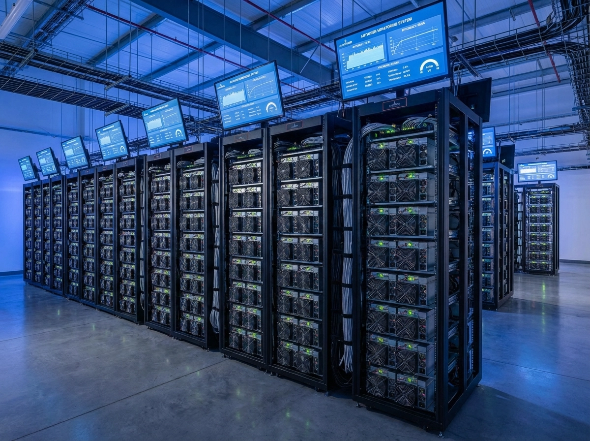 bitcoin mining farm server racks